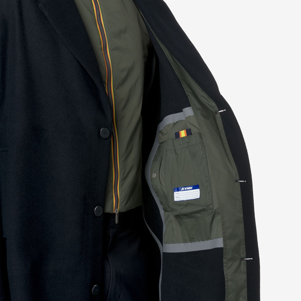 Blue Green Men's Long Wool Jacket with Removable Waistcoat 02