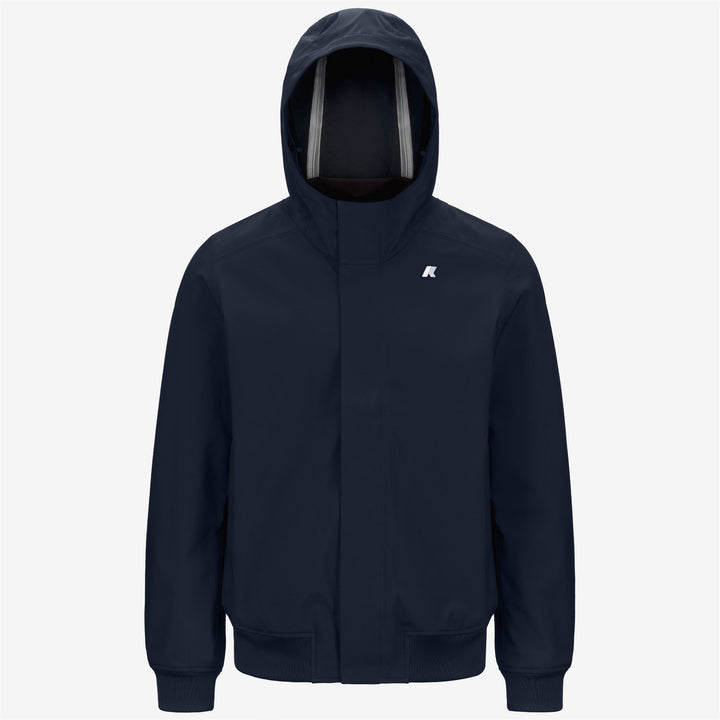 Chaqueta corta informal azul de corte entallado con capucha para hombre 1