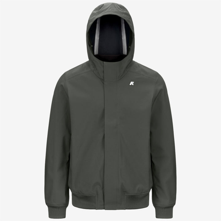 Chaqueta impermeable de corte entallado para hombre, color verde azulado negruzco 1