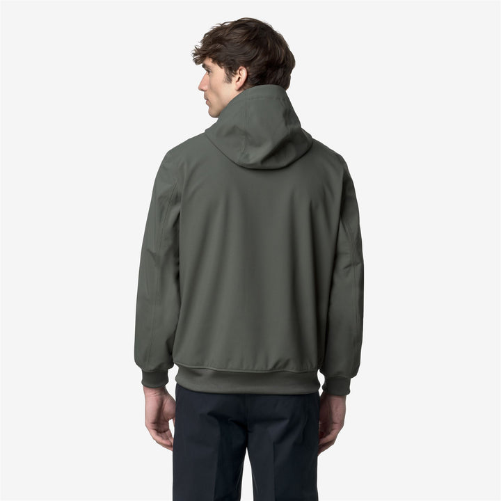 Chaqueta impermeable de corte entallado para hombre, color verde azulado negruzco 5