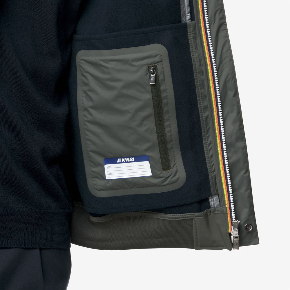 Chaqueta impermeable de corte entallado para hombre, color verde azulado negruzco 02