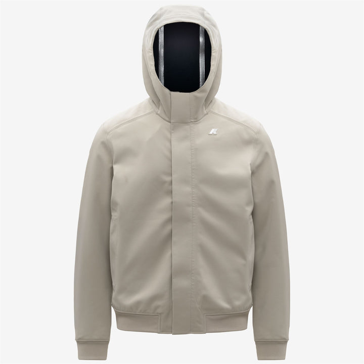 Chaqueta corta casual beige con capucha para hombre 1