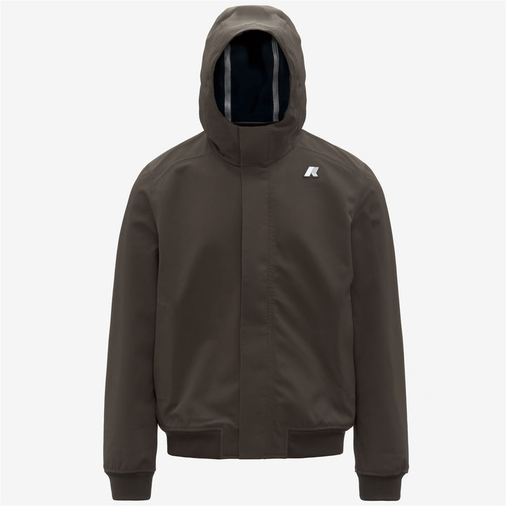 Chaqueta corta para hombre color oliva negro con capas impermeables y aislantes 1