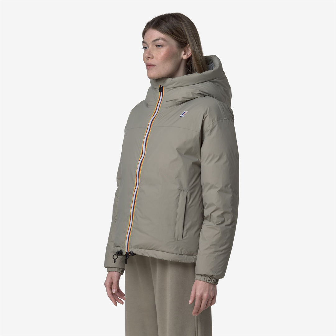 Chaqueta corta de plumón verde para mujer para clima frío main