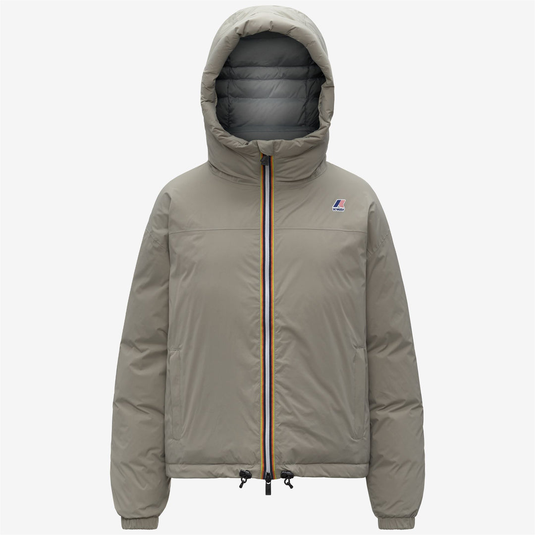 Chaqueta corta de plumón verde para mujer para clima frío 01