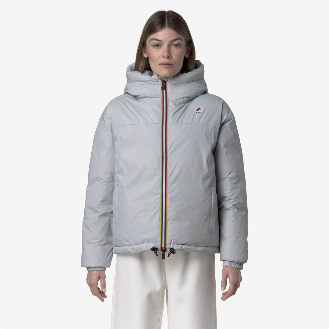 Chaqueta corta de plumón gris para mujer para clima frío main