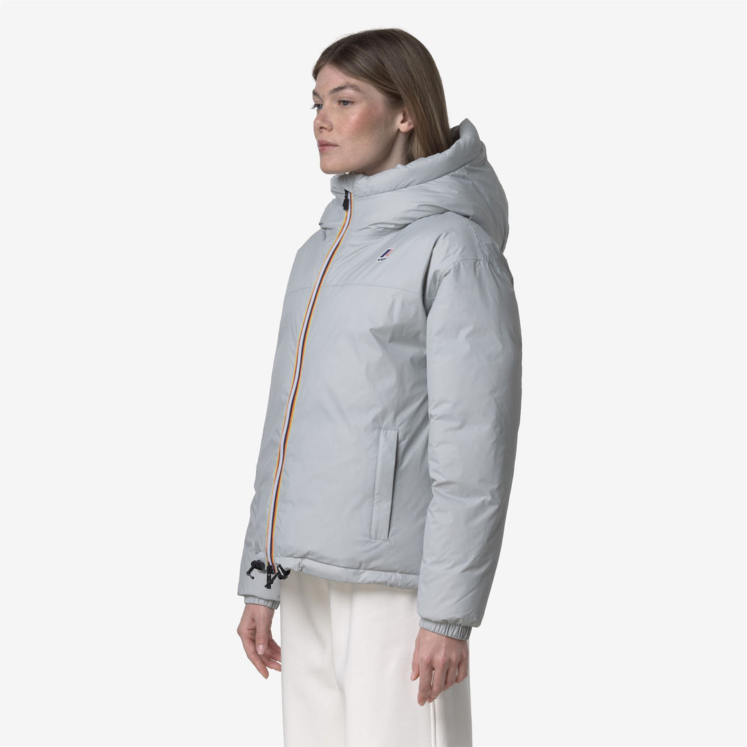 Chaqueta corta de plumón gris para mujer para clima frío main