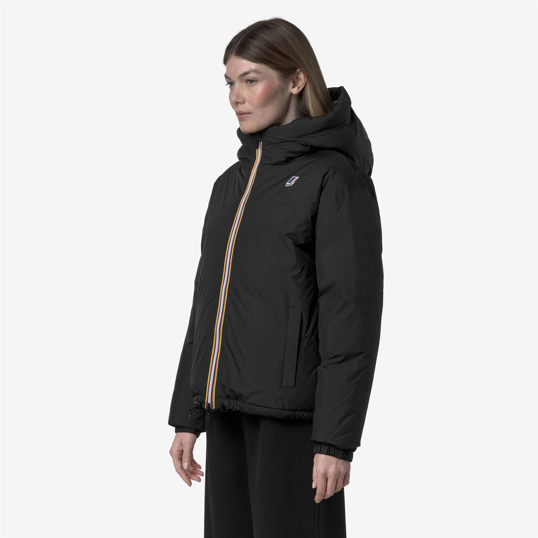 Black Women's Short Down Jacket with Hood and Zip Closure main