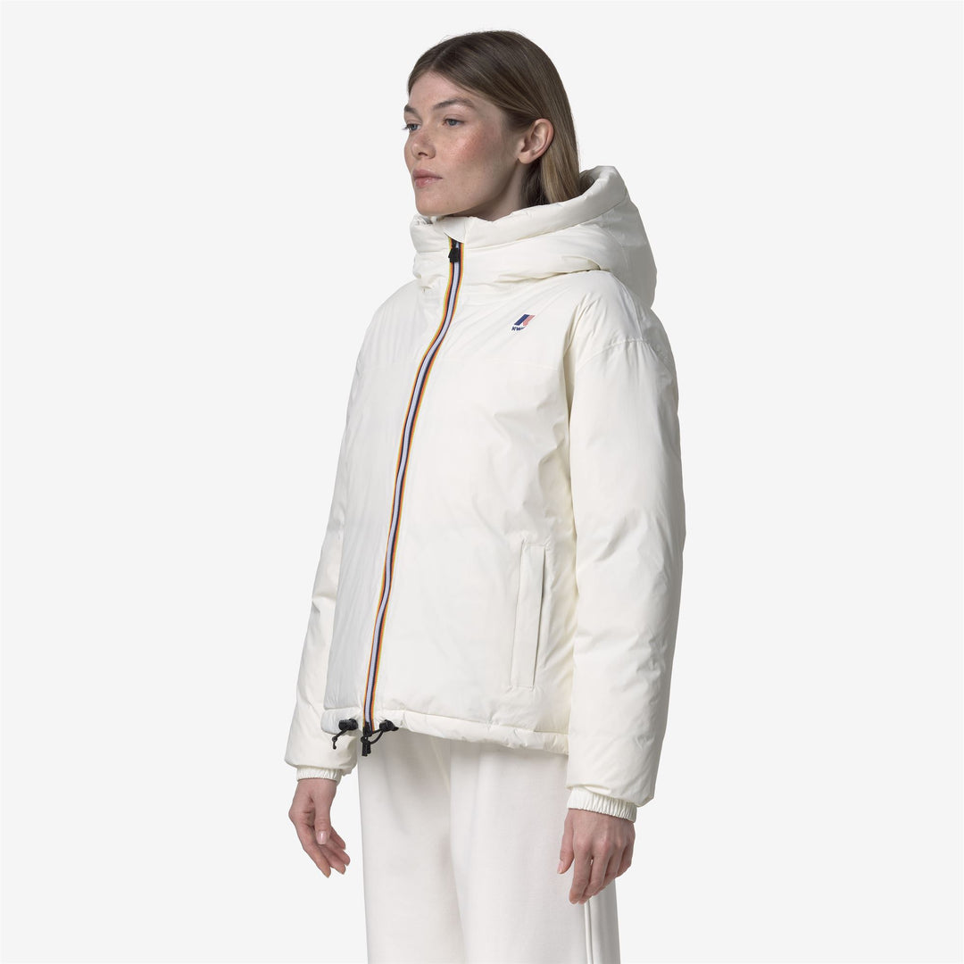 Chaqueta corta de plumón blanca para mujer con capucha y aislamiento cálido main