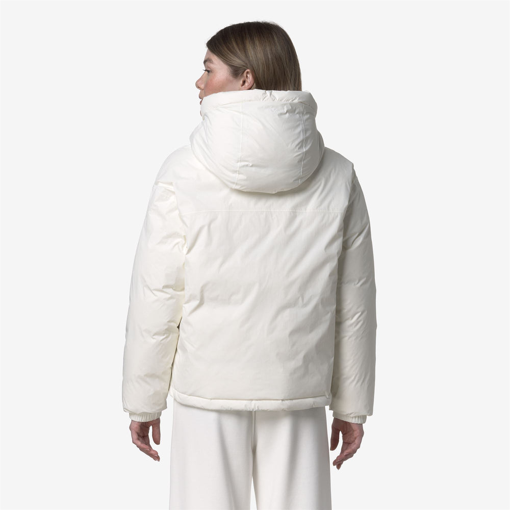 White Women's Short Down Jacket with Hood and Warm Insulation 02