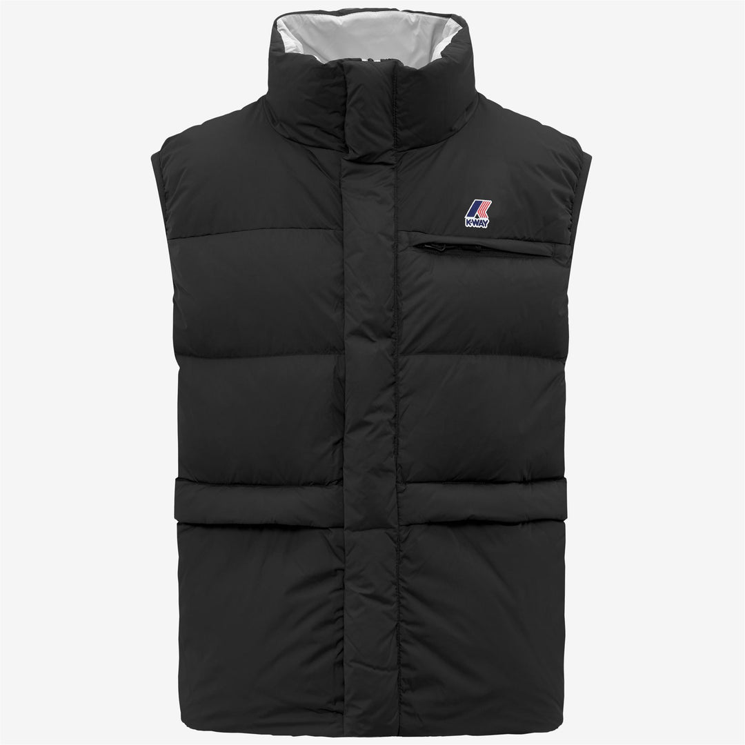 Black unisex insulated down vest for cold weather 01
