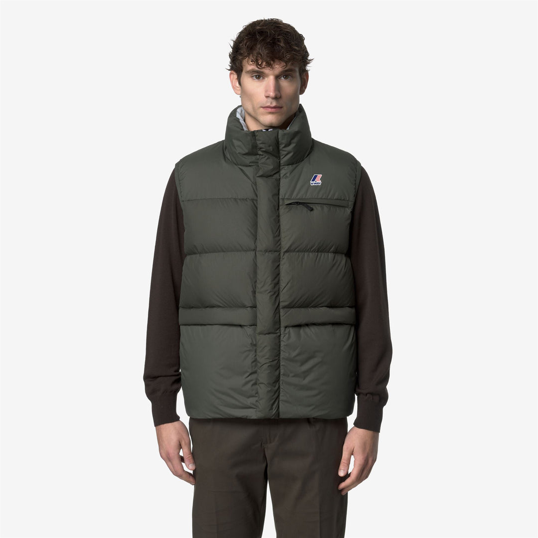 Green black Unisex Warm Padded Vest Jacket main