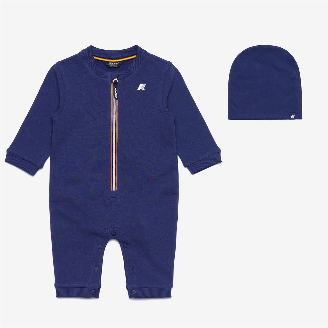 Deep blue Unisex Kids' Cotton Tracksuit and Hat Set 01