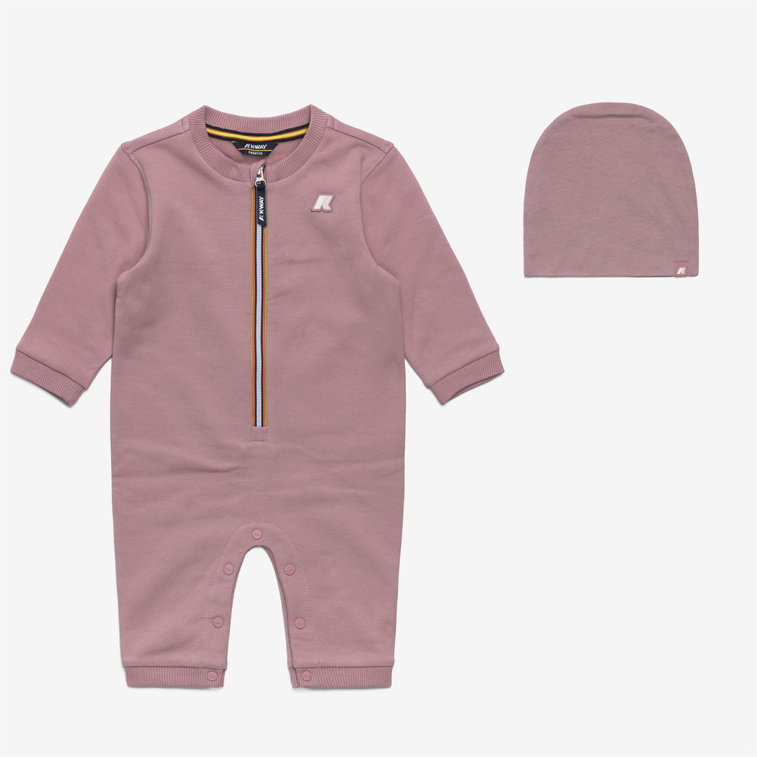 Brown pinkish Unisex Kid's Tracksuit and Hat Set 01