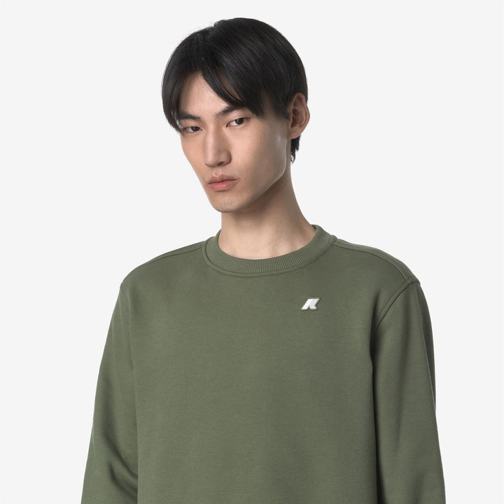 Maglione in Pile Casual Uomo Verde Lichene per Uso Cittadino 2
