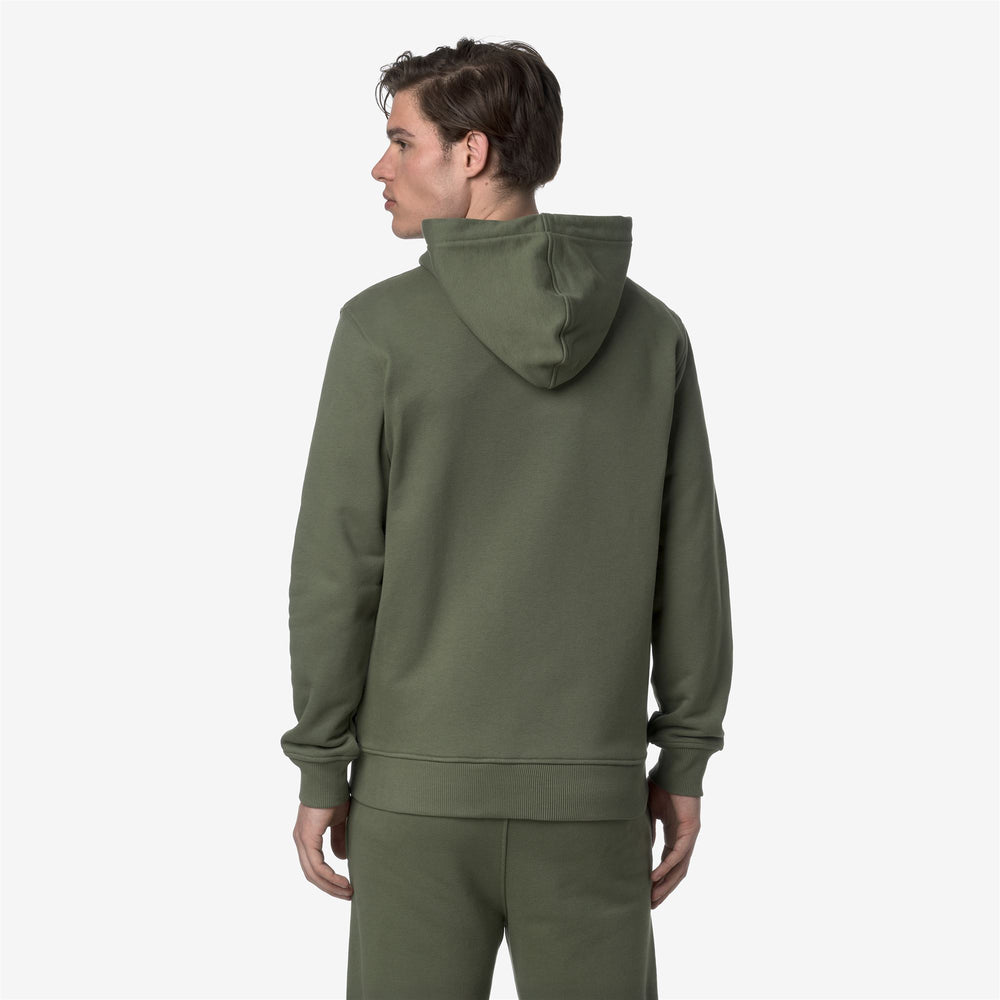 Lichen Green Men's Casual Fleece Hoodie with Adjustable Hood 02