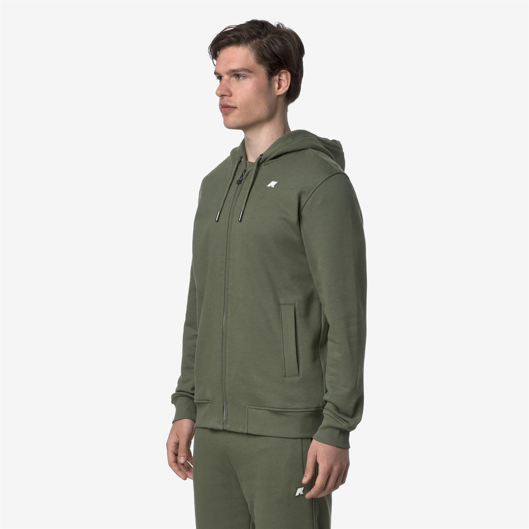 Felpa Casual con Cappuccio Regolabile Uomo Verde Lichene main
