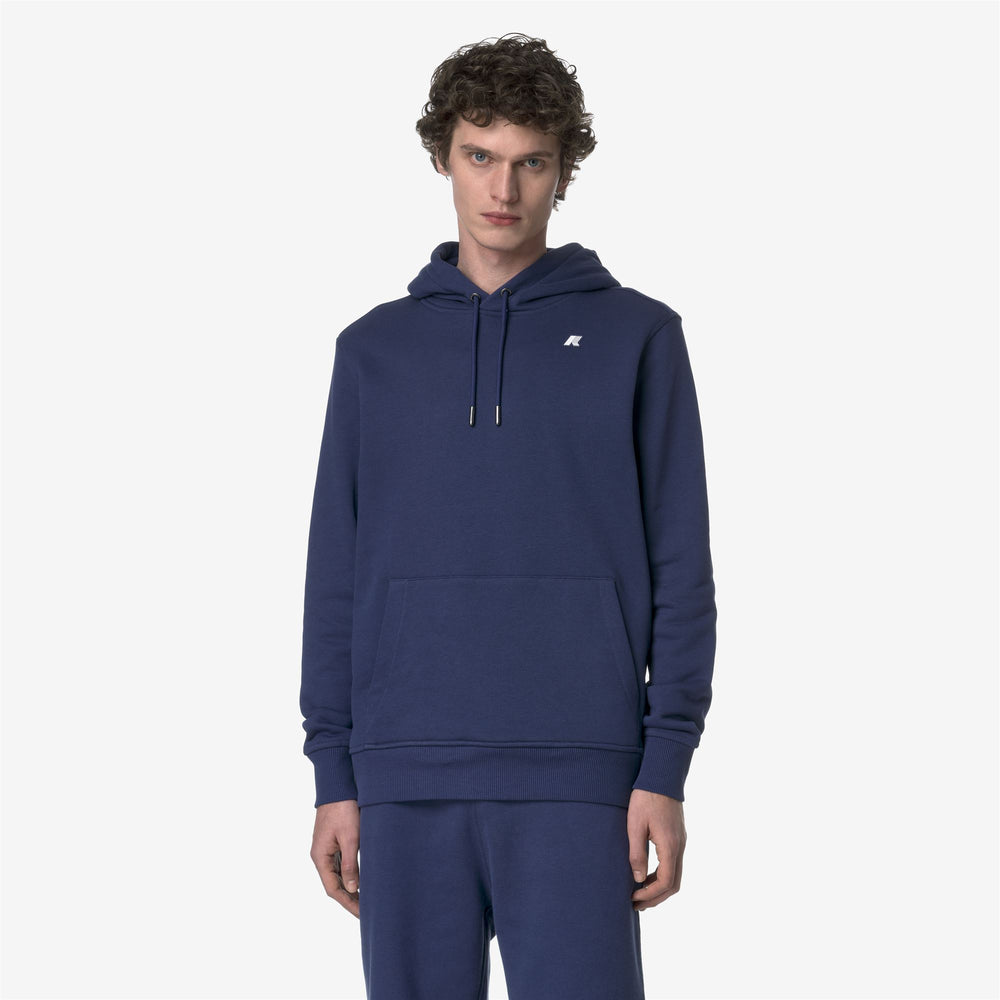 Cobalt blue Men's Casual Fleece Hoodie with Adjustable Hood 02