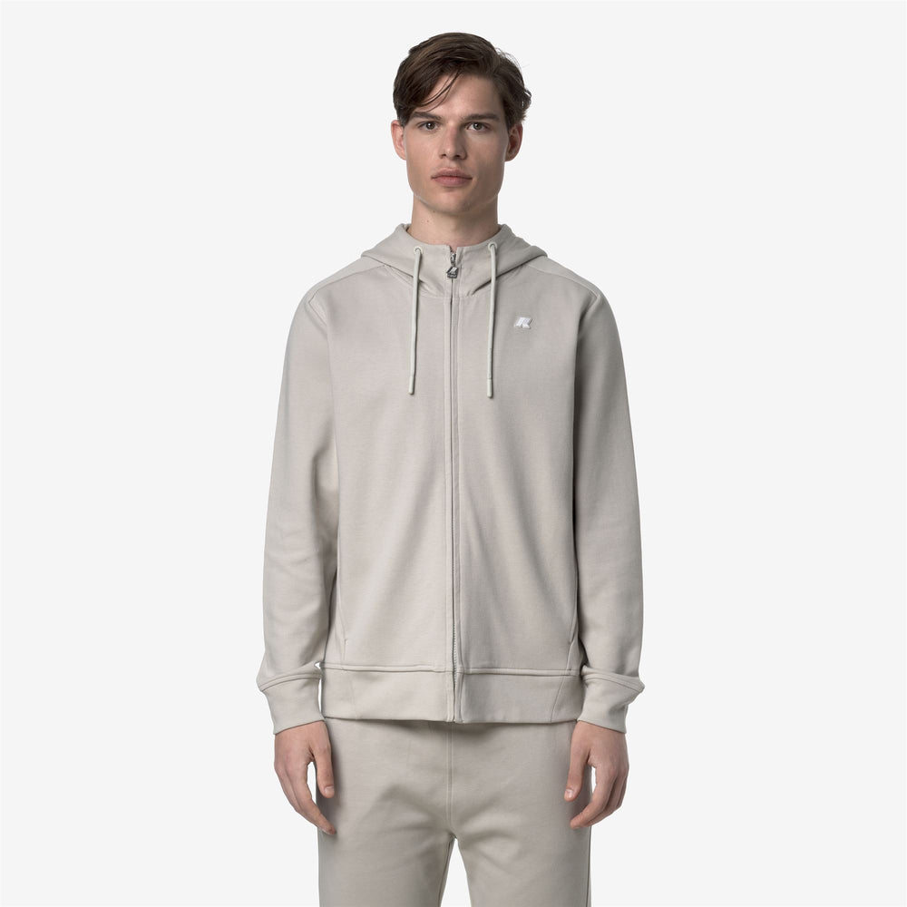 Beige Men's Athleisure Fleece Jacket with Hood 02