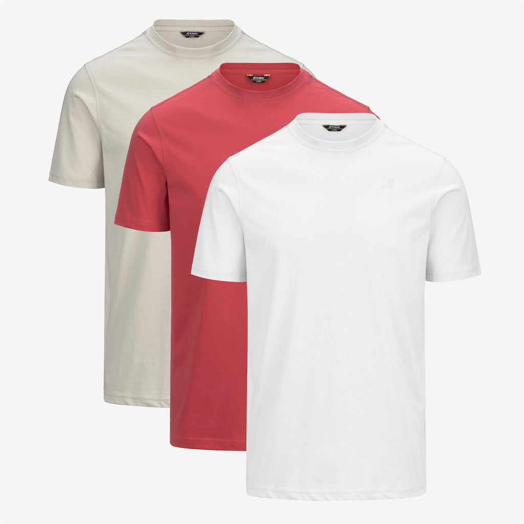 T-Shirts & Top_MAN_ODOM ROUND SLEEVES THREE PACK_T-Shirt_Red Jasper - BEIGE LT - White - Commercial 1