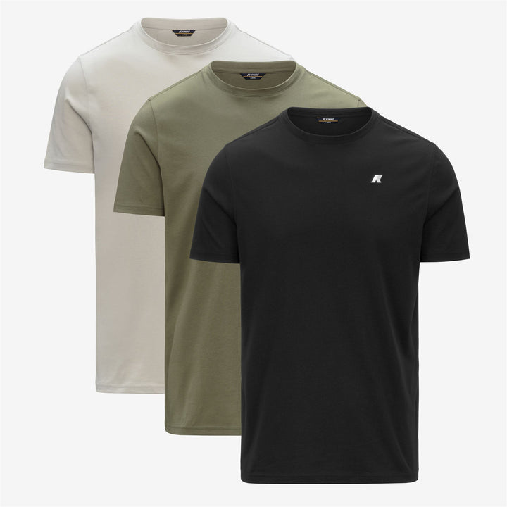 ODOM ROUND SLEEVES THREE PACK - T-ShirtsTop - T-Shirt - Uomo - BLACK PURE-GREEN LICHEN-BEIGE LT 1