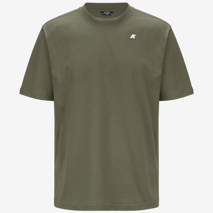 T-Shirt Casual in Cotone Verde Lichene con Collo Girocollo Uomo 1