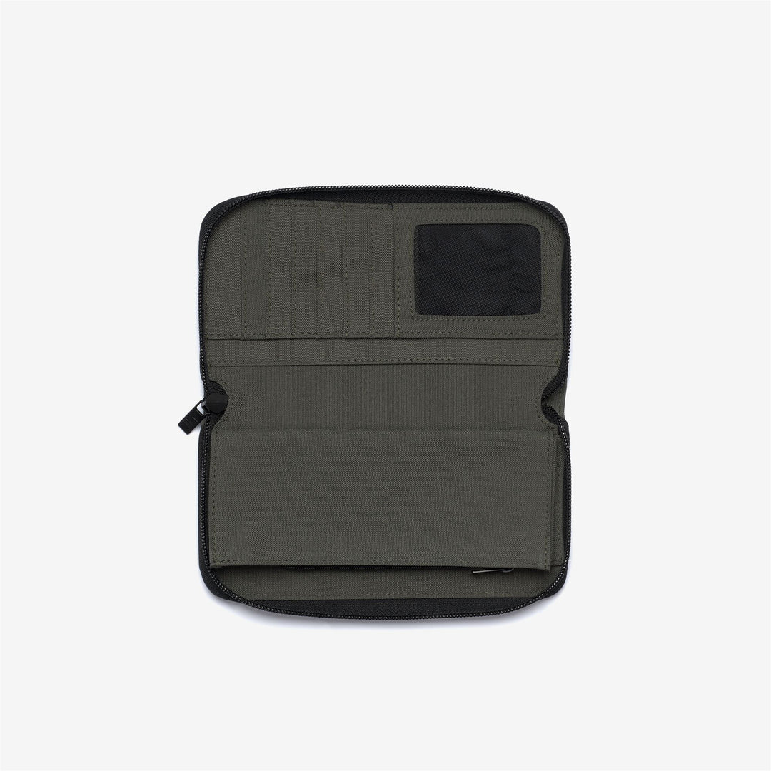 Portafoglio grande con cerniera e scomparti per carte da donna, verde e nero main