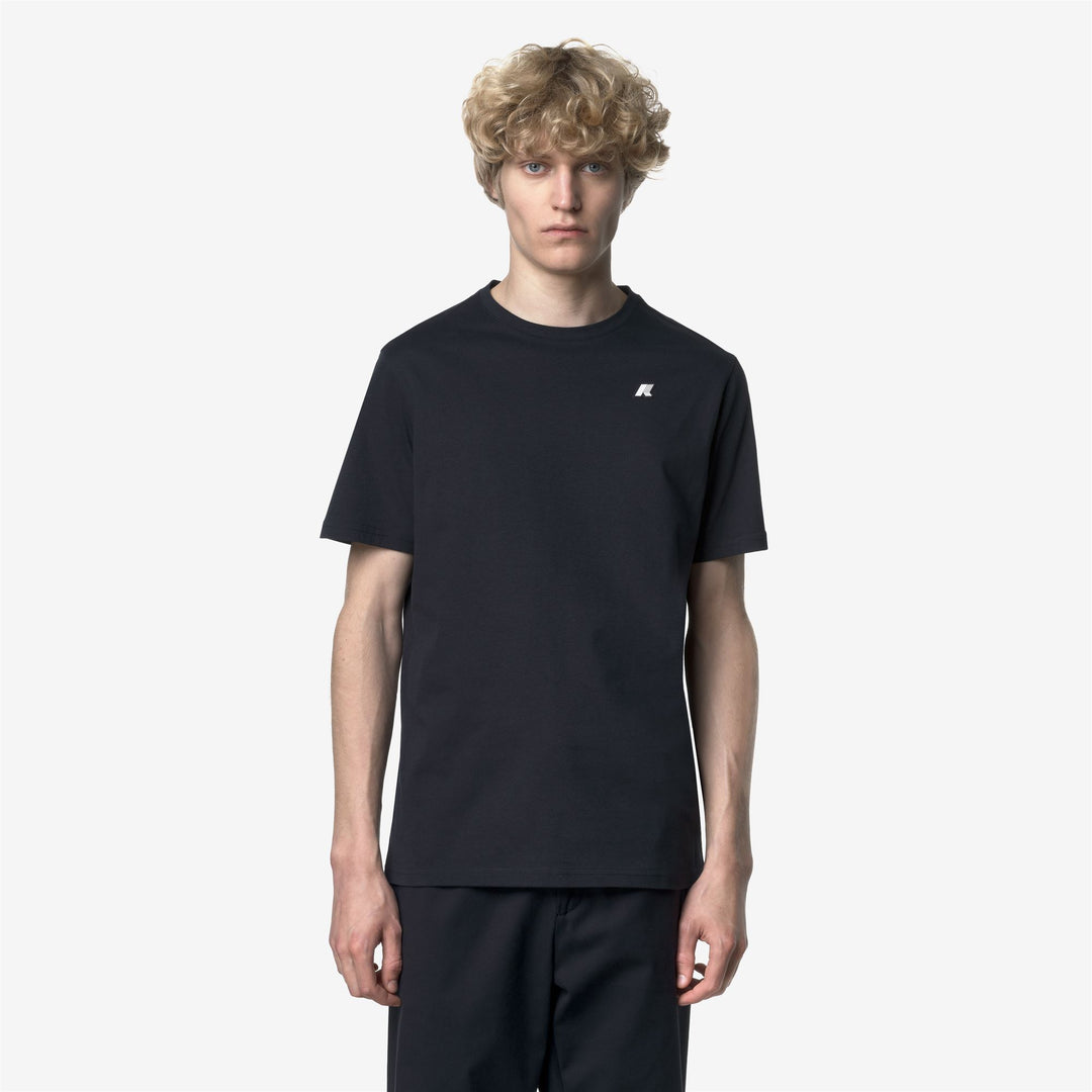 Camiseta azul ajustada para hombre con logotipo blanco main