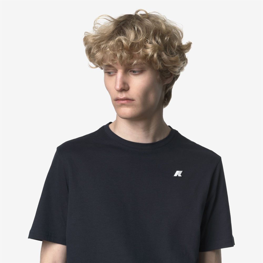 Blue Men's Slim Fit T-Shirt with White Logo 02