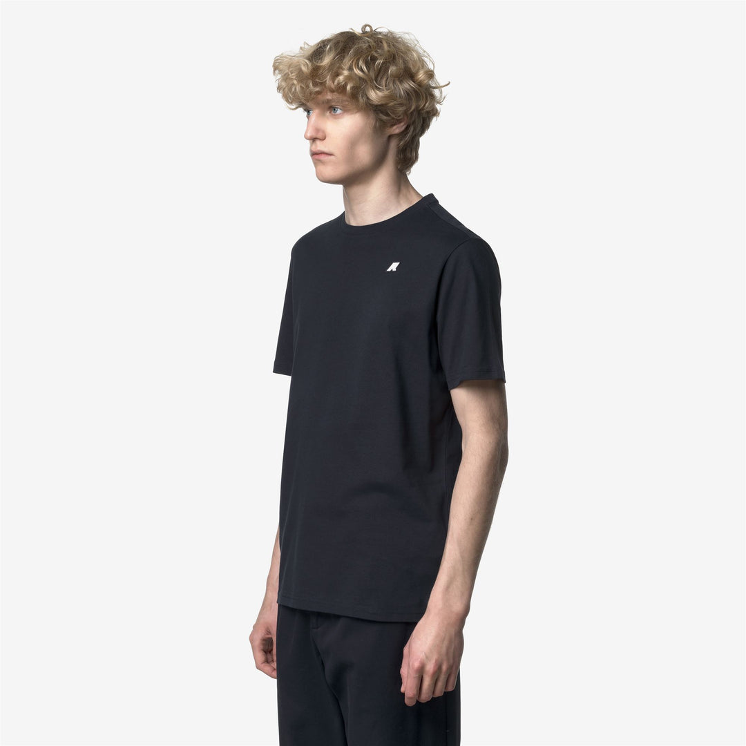 Camiseta azul ajustada para hombre con logotipo blanco main