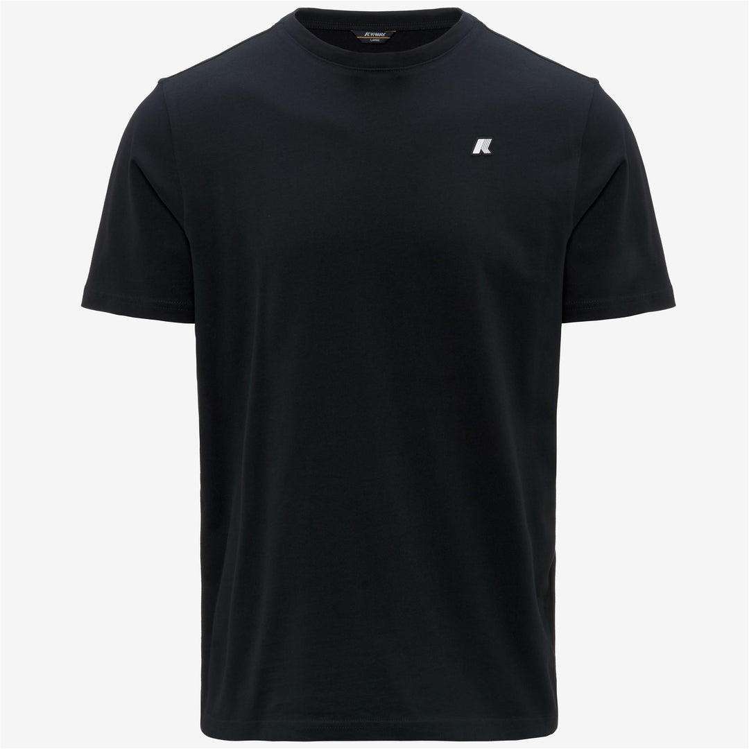Black Men's Slim Fit Cotton T-Shirt with White Logo 01