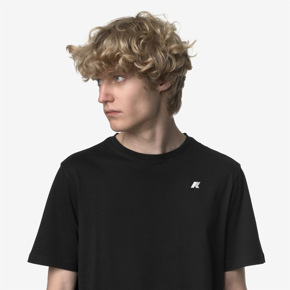 Black Men's Slim Fit Cotton T-Shirt with White Logo 02