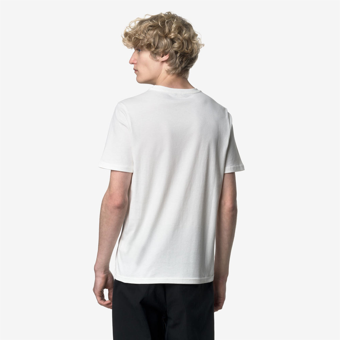 Camiseta blanca de algodón de corte entallado para hombre con logotipo main