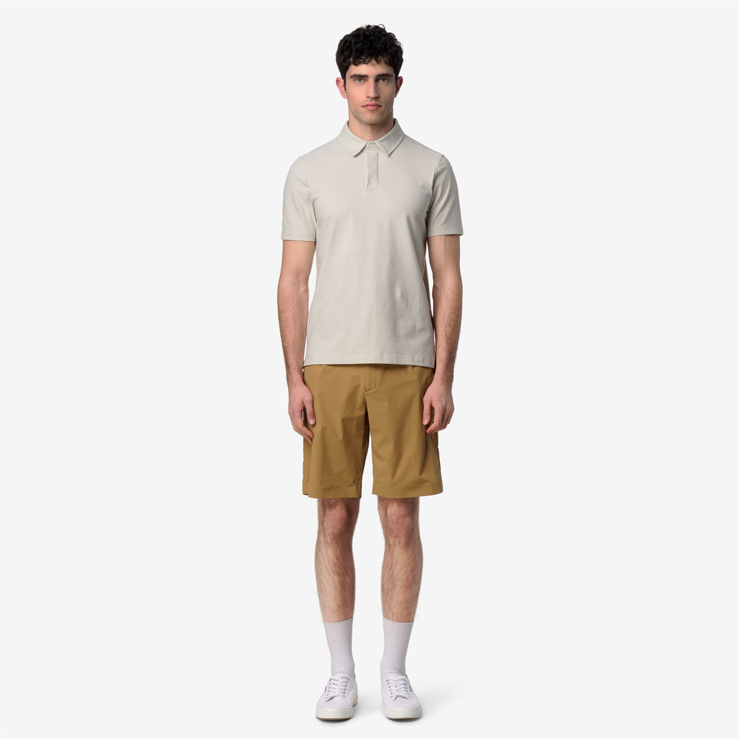 Brown men's lightweight summer sport shorts with elastic waistband main