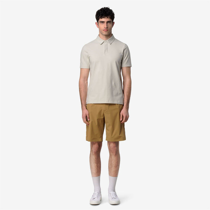 Brown men's lightweight summer sport shorts with elastic waistband 3