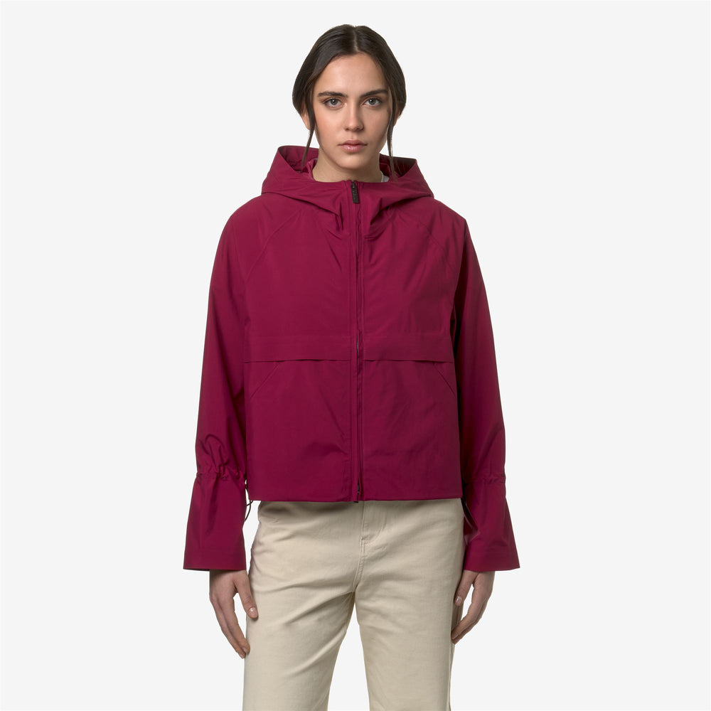 Dark Red Women's Short Waterproof City Jacket 02