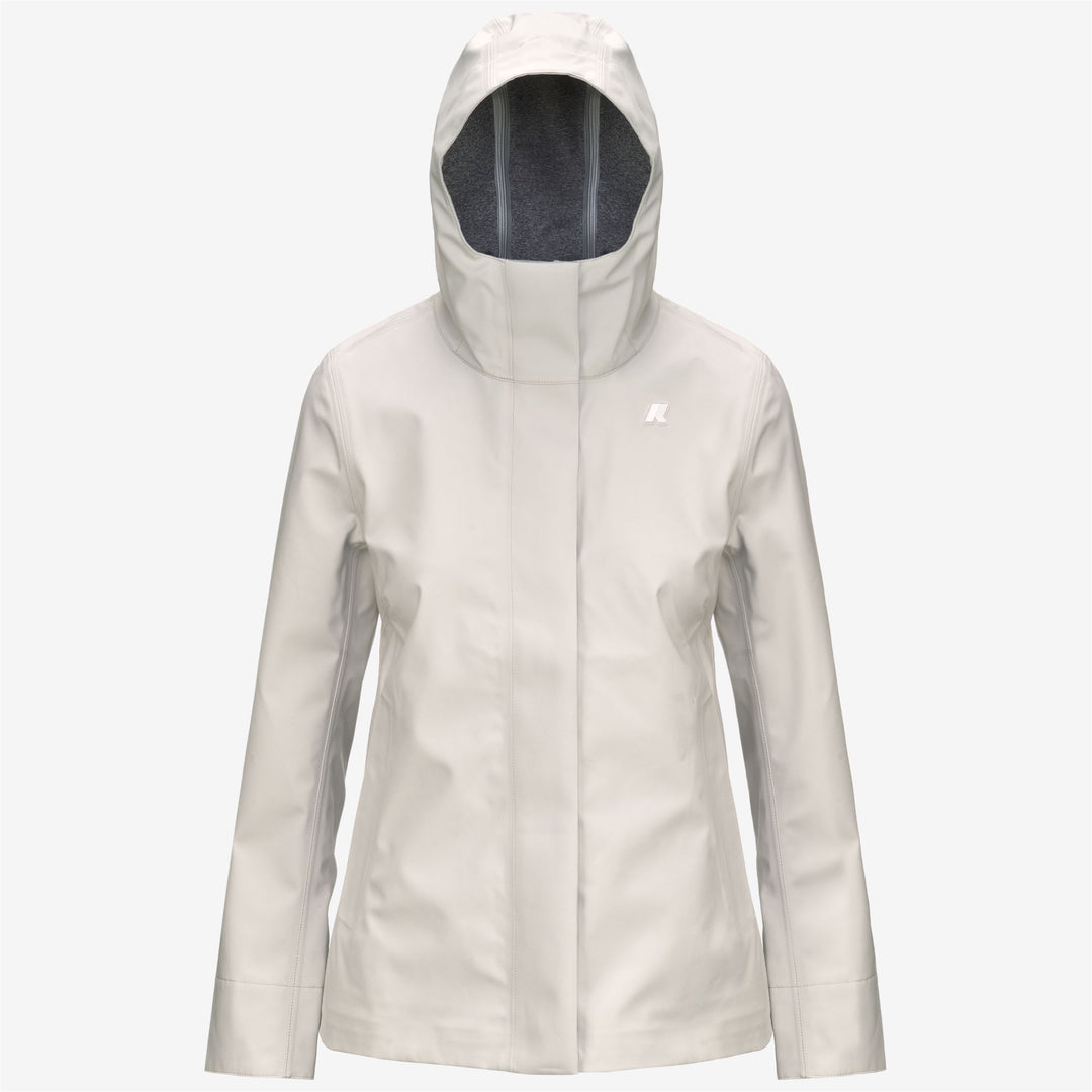 Chaqueta resistente al agua de mujer en beige y gris de media longitud main