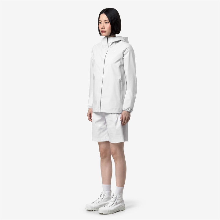 Grey white Women's Mid-Length Waterproof Jacket with Stretch Fabric 4