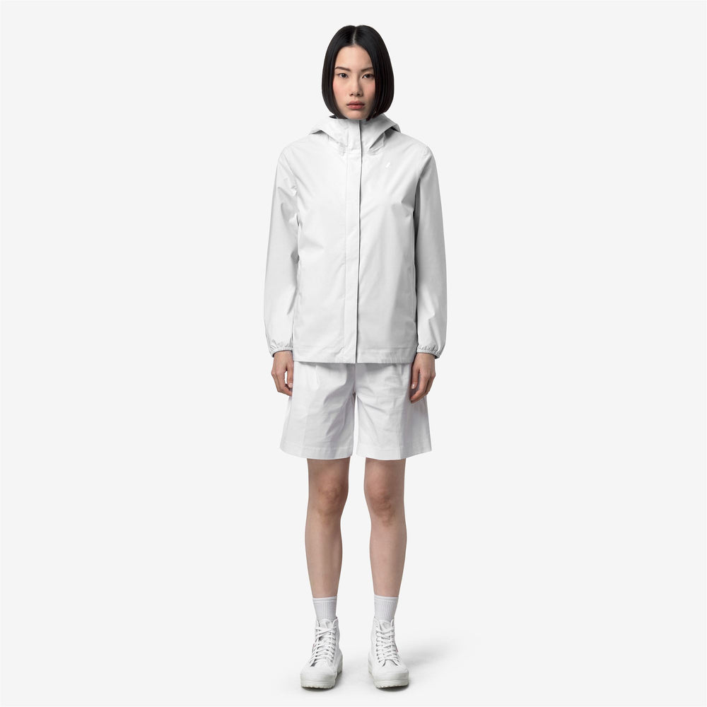 Grey white Women's Mid-Length Waterproof Jacket with Stretch Fabric 02