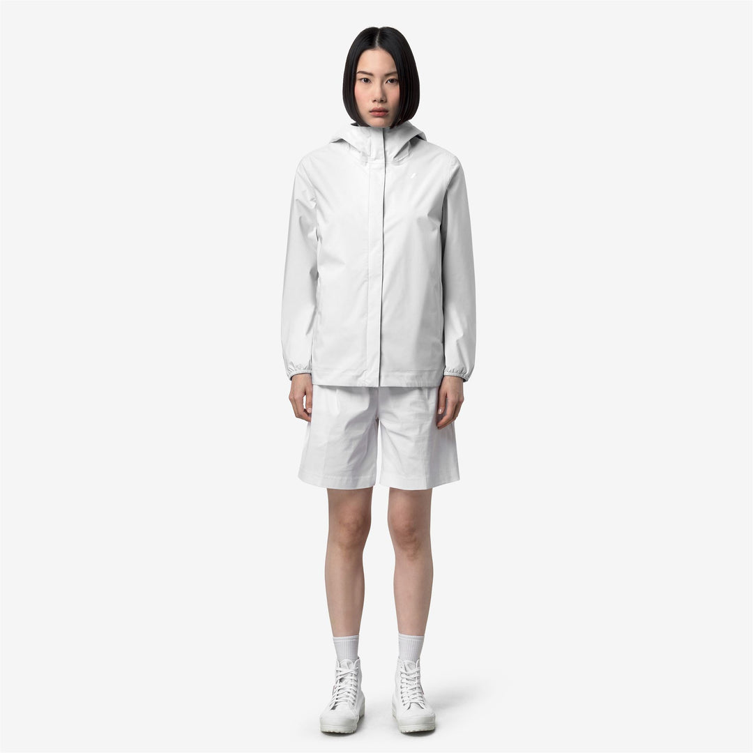 Grey white Women's Mid-Length Waterproof Jacket with Stretch Fabric main