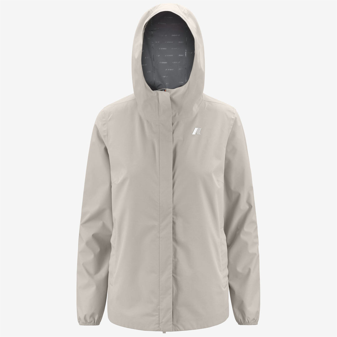 Chaqueta impermeable de mujer beige y gris de media longitud main