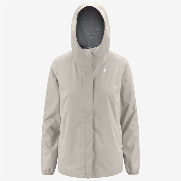 Chaqueta impermeable de mujer beige y gris de media longitud 5