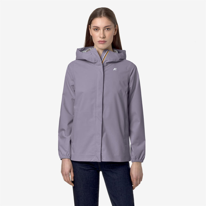 Chaqueta impermeable de mujer azul violeta de media longitud con elasticidad 1