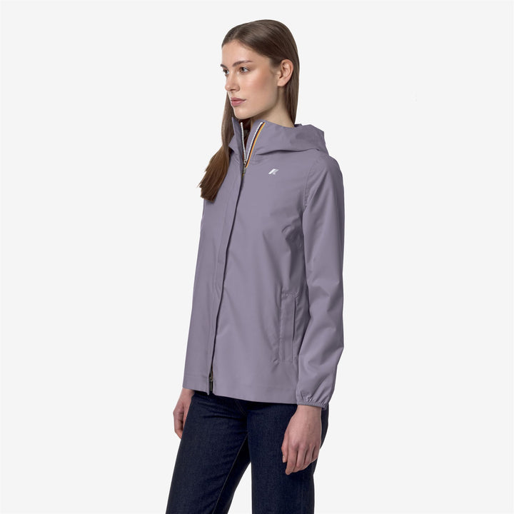 Chaqueta impermeable de mujer azul violeta de media longitud con elasticidad 2