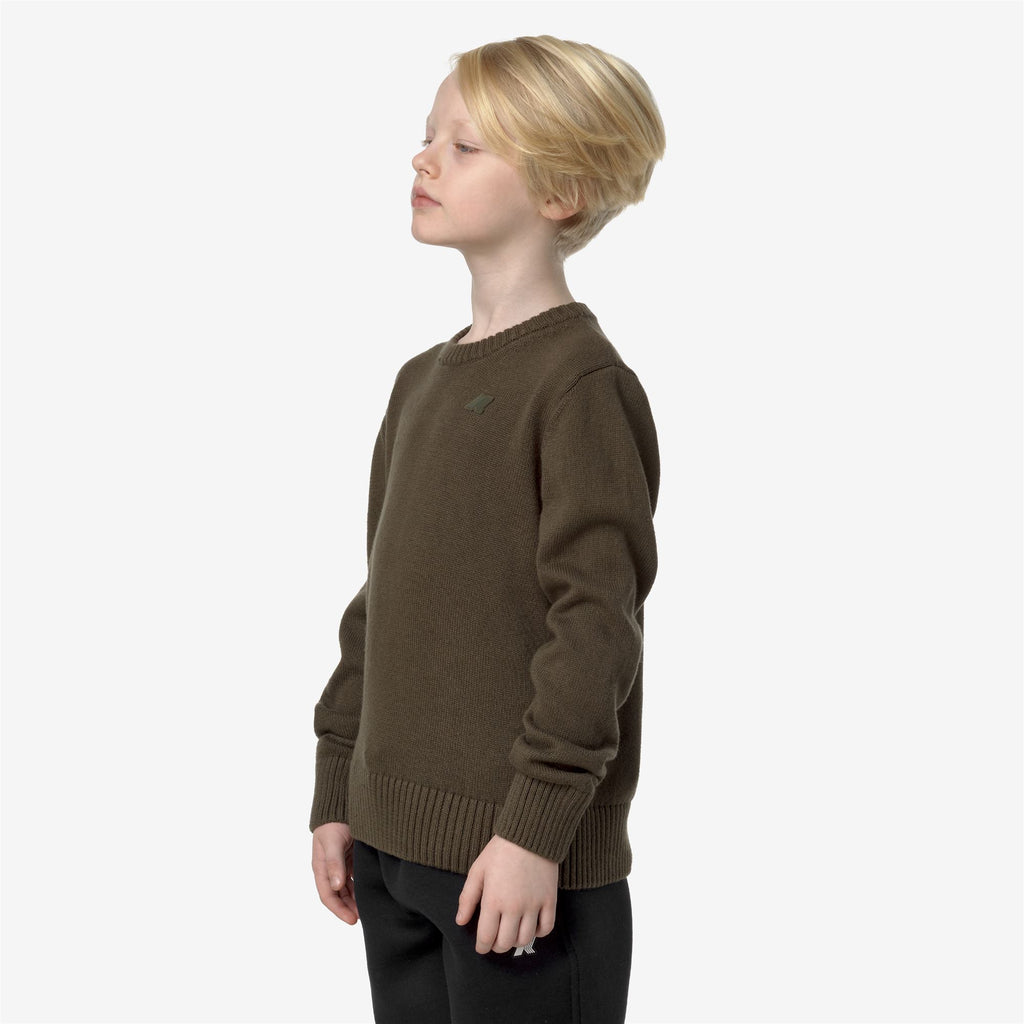 Knitwear_KID UNISEX_P. SEBASTIEN COTTON CASHMERE_Pull Over_GREEN BLACKISH - Commercial 5