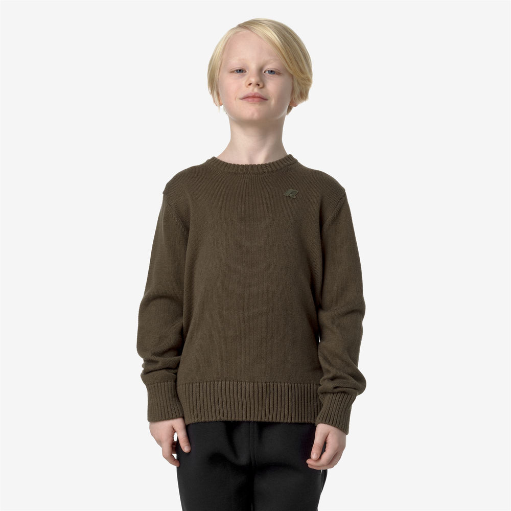 Blackish green Unisex Kid's Cotton Cashmere Pullover for City Wear 02