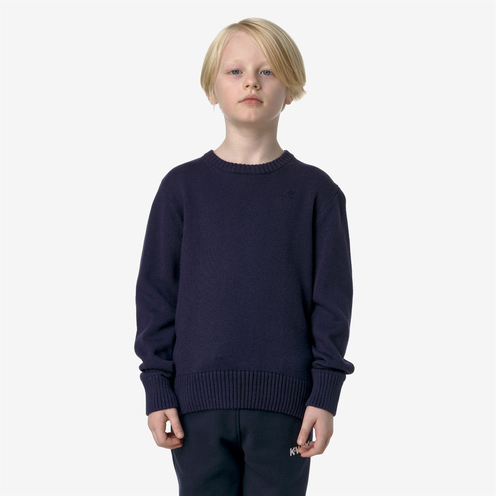 Dark Blue Unisex Cotton Cashmere Knit Pullover for City Wear 02