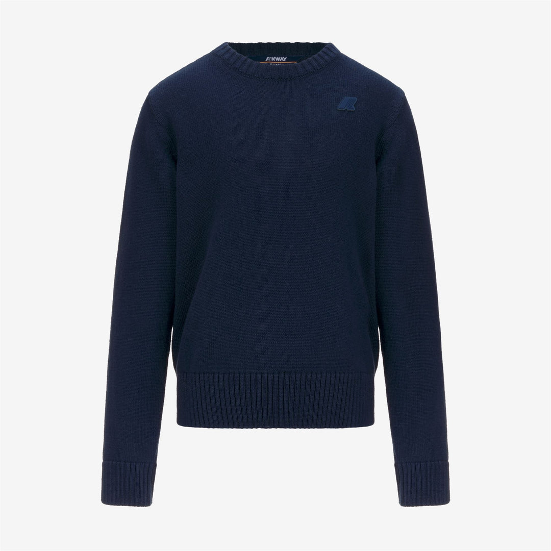 Blue unisex Kids Cashmere Cotton Knit Pullover 01