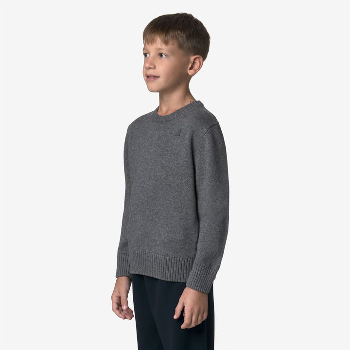Maglione unisex in cotone e cashmere per bambini, grigio fumé 4