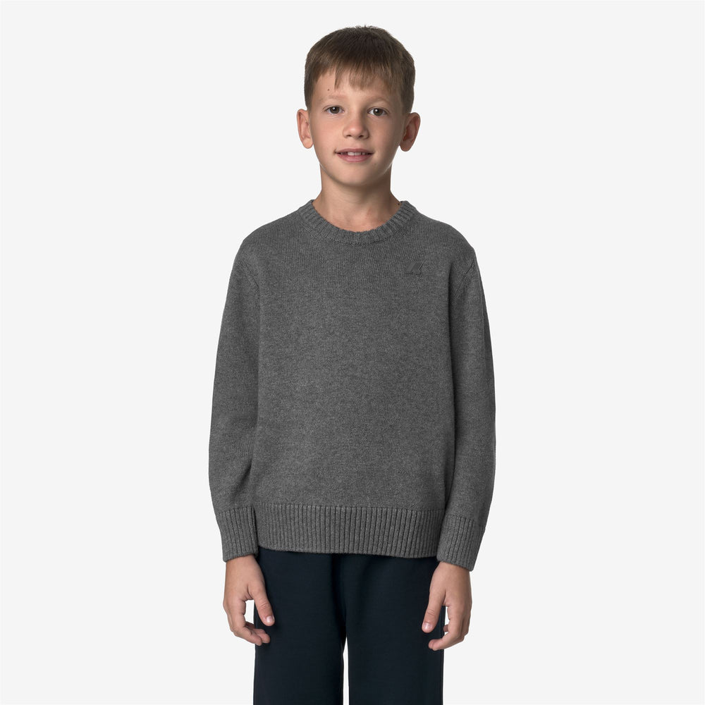 Smoked grey Unisex Kids' Cotton Cashmere Pullover Knitwear 02
